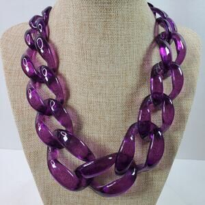 Sugar Brand Purple Statement Necklace 25 Inch BIG Loops GORGEOUS